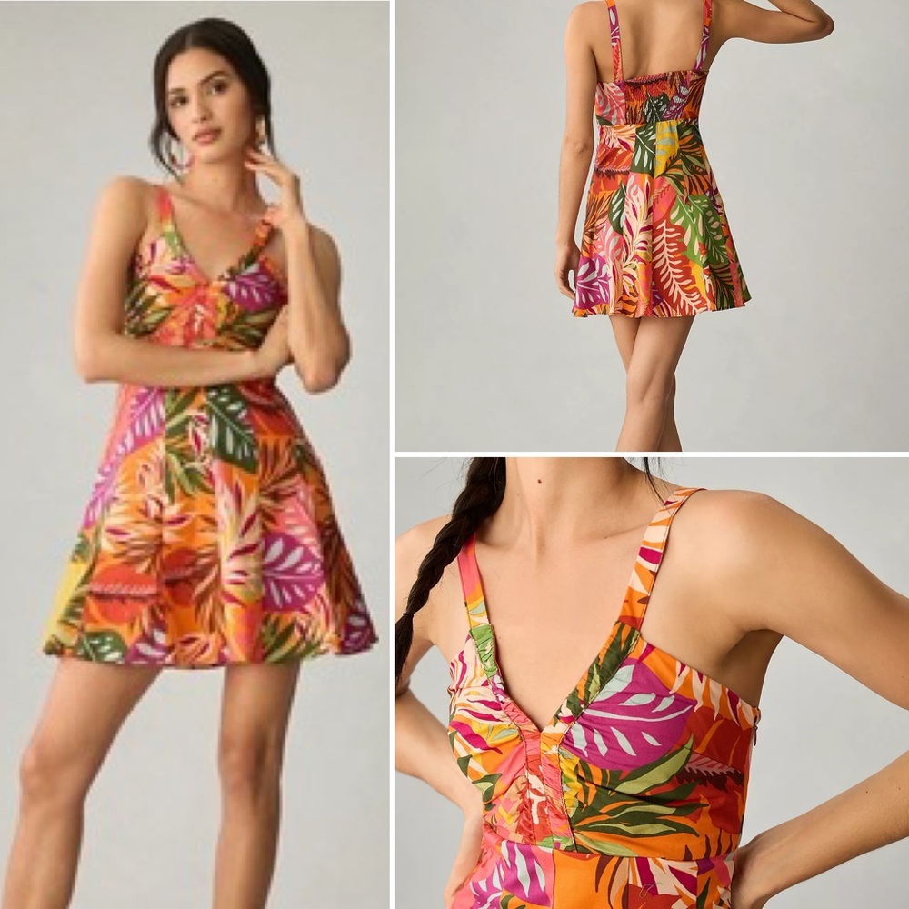 Maeve Printed Ruched Dress | mini dress